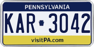 PA license plate KAR3042