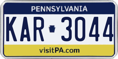 PA license plate KAR3044