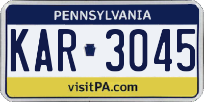PA license plate KAR3045