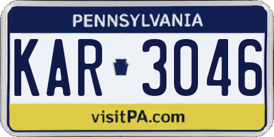 PA license plate KAR3046