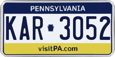PA license plate KAR3052
