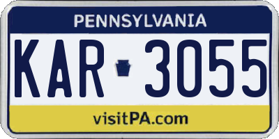 PA license plate KAR3055