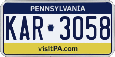 PA license plate KAR3058
