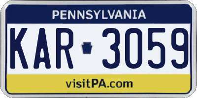 PA license plate KAR3059