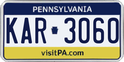 PA license plate KAR3060