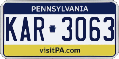 PA license plate KAR3063