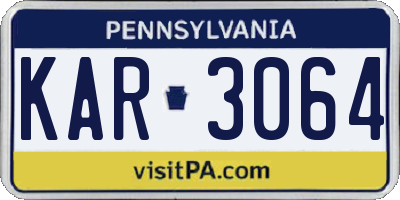 PA license plate KAR3064