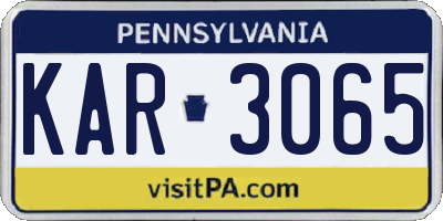 PA license plate KAR3065