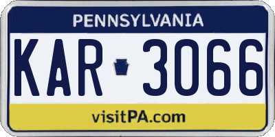 PA license plate KAR3066