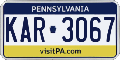 PA license plate KAR3067