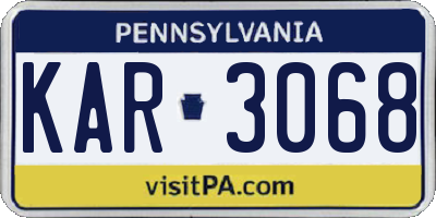 PA license plate KAR3068