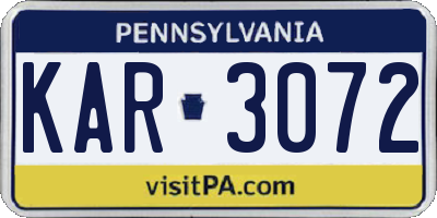 PA license plate KAR3072