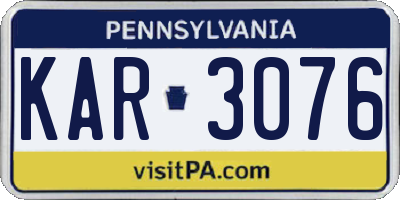 PA license plate KAR3076