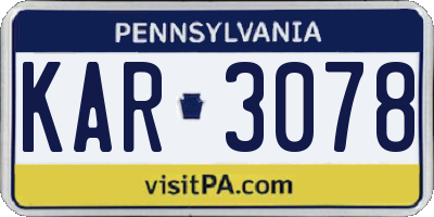 PA license plate KAR3078
