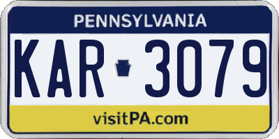 PA license plate KAR3079