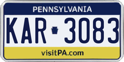PA license plate KAR3083