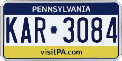 PA license plate KAR3084