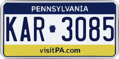 PA license plate KAR3085