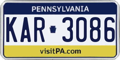 PA license plate KAR3086