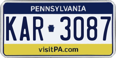 PA license plate KAR3087