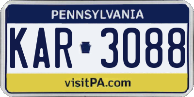 PA license plate KAR3088