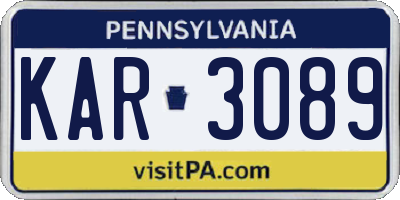 PA license plate KAR3089