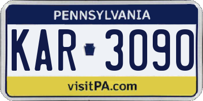 PA license plate KAR3090