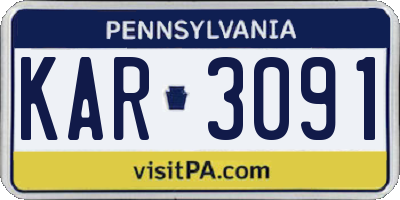 PA license plate KAR3091