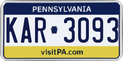 PA license plate KAR3093