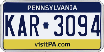 PA license plate KAR3094