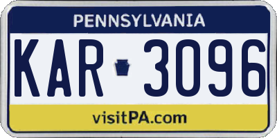 PA license plate KAR3096