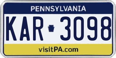 PA license plate KAR3098