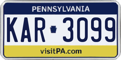 PA license plate KAR3099