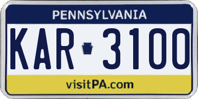 PA license plate KAR3100