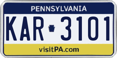PA license plate KAR3101