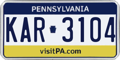 PA license plate KAR3104