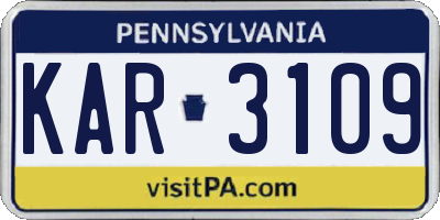 PA license plate KAR3109