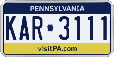 PA license plate KAR3111