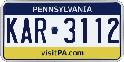 PA license plate KAR3112