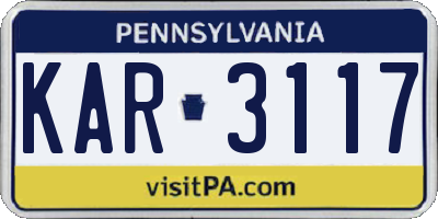 PA license plate KAR3117
