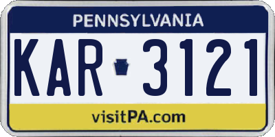 PA license plate KAR3121