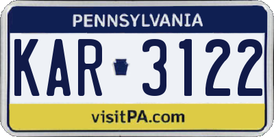 PA license plate KAR3122