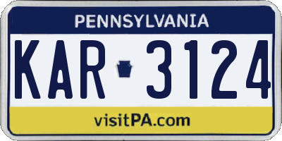 PA license plate KAR3124