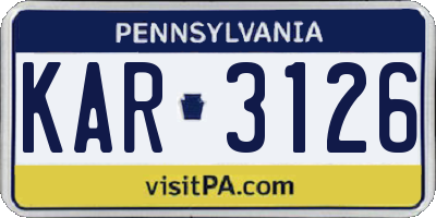 PA license plate KAR3126