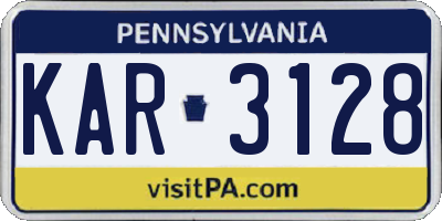 PA license plate KAR3128