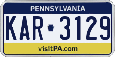 PA license plate KAR3129