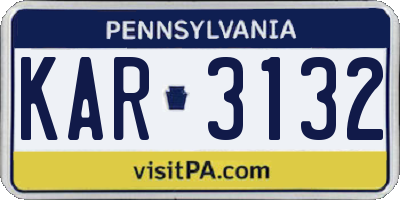 PA license plate KAR3132