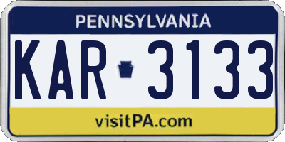 PA license plate KAR3133