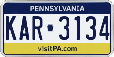 PA license plate KAR3134