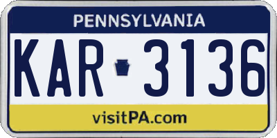 PA license plate KAR3136